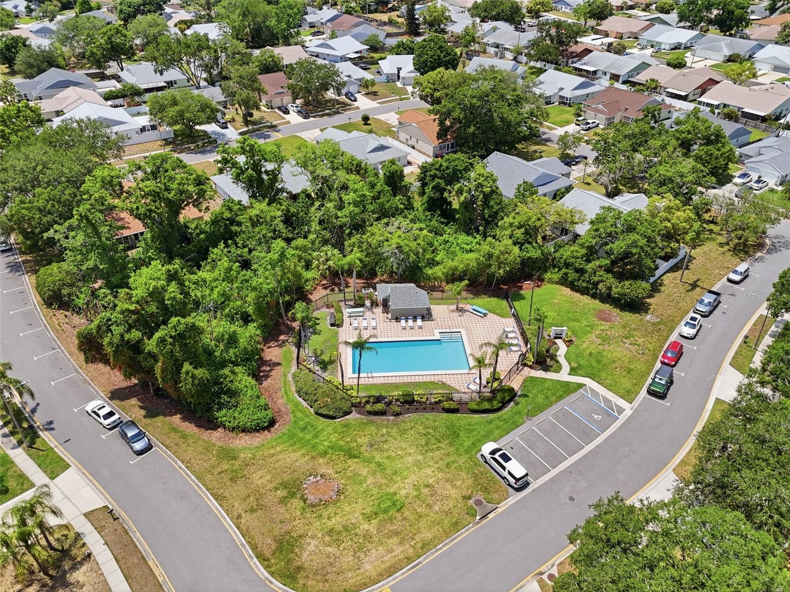Birds eye view. Community pool in close proximity.