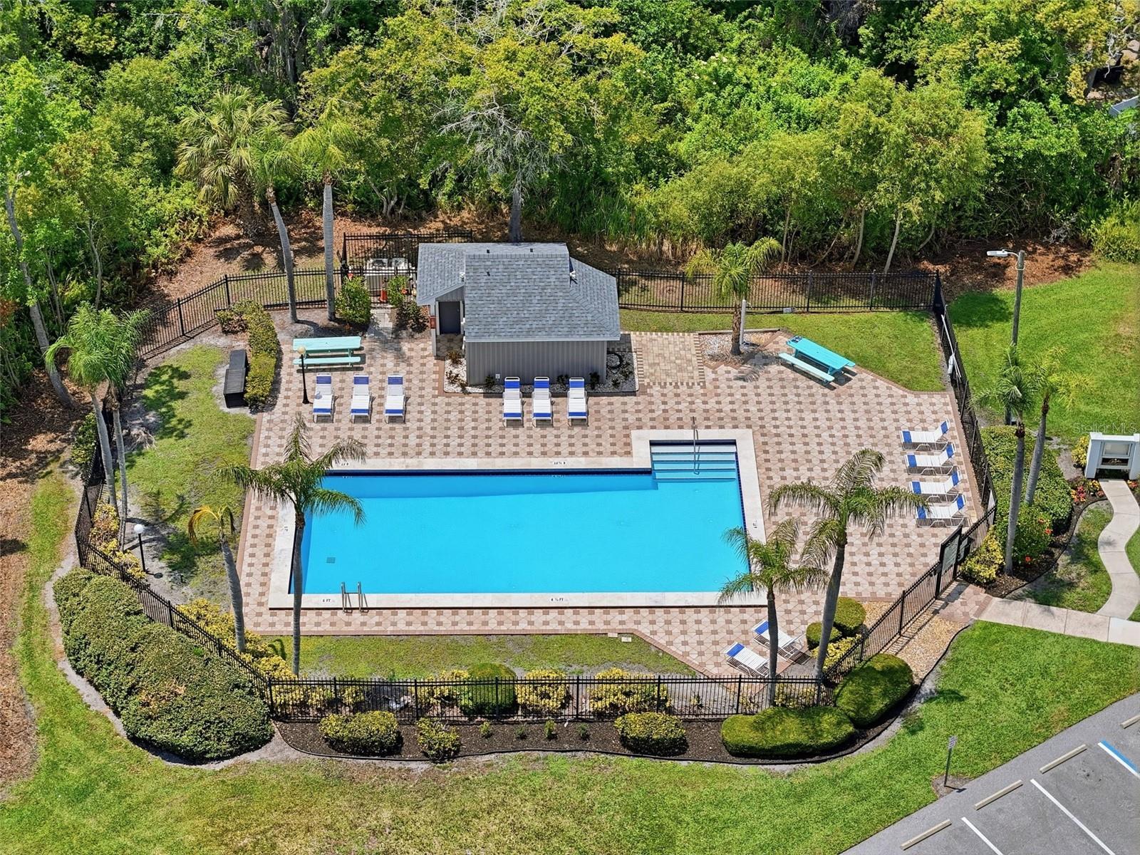 Birds eye view. Community pool in close proximity.
