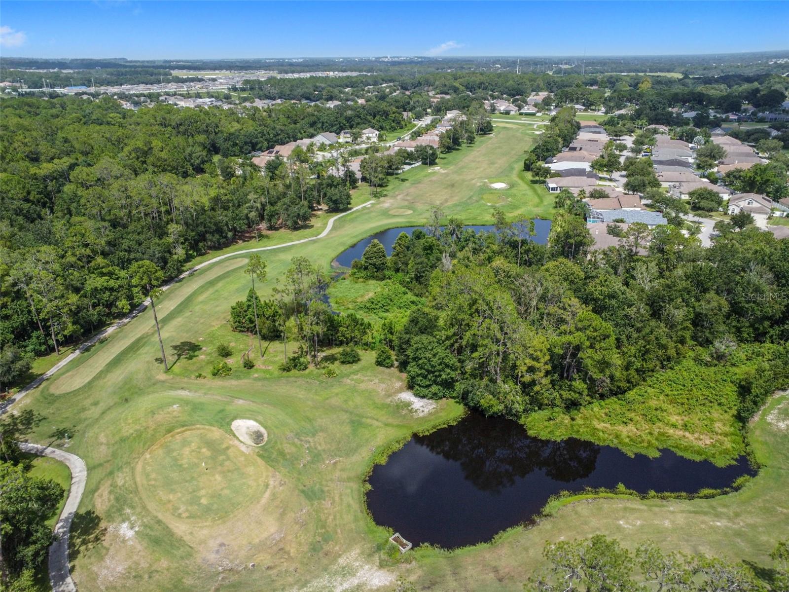 Aerial golf course view