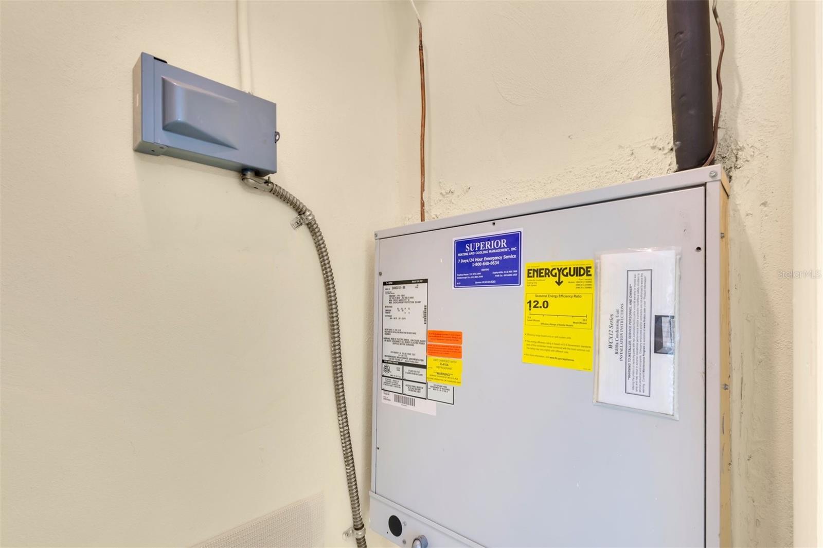 2024 AC condenser (located inside utility closet)