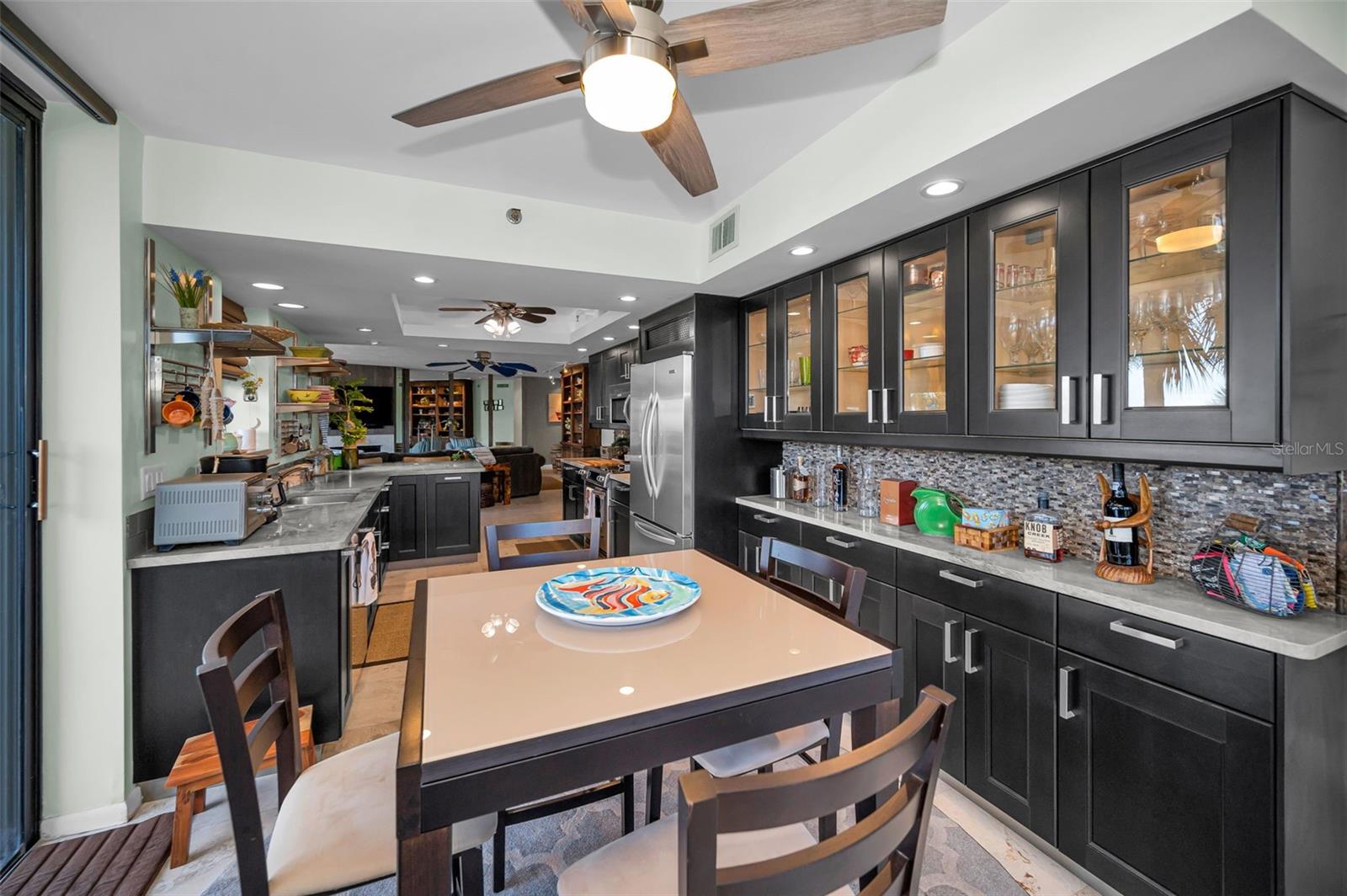 Versatile Dining area with buffet and extra cabinet space