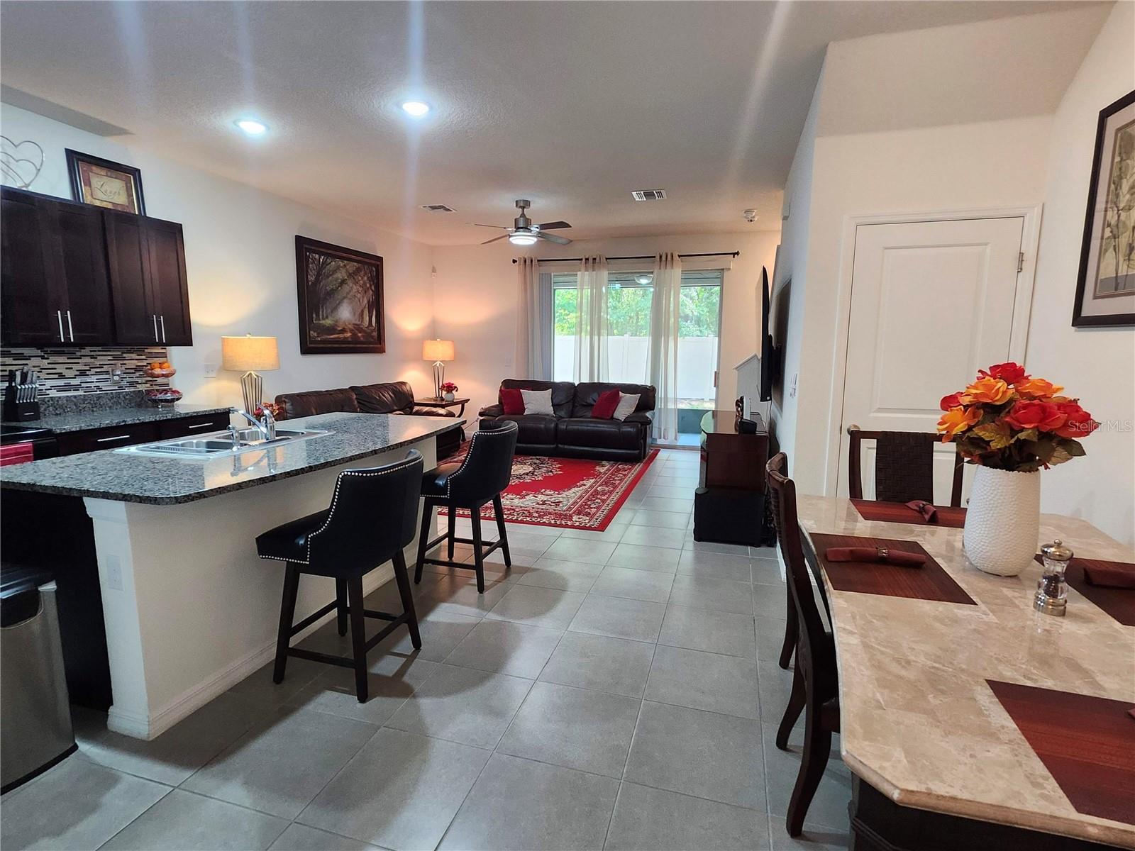 Kitchen, living & dining combo