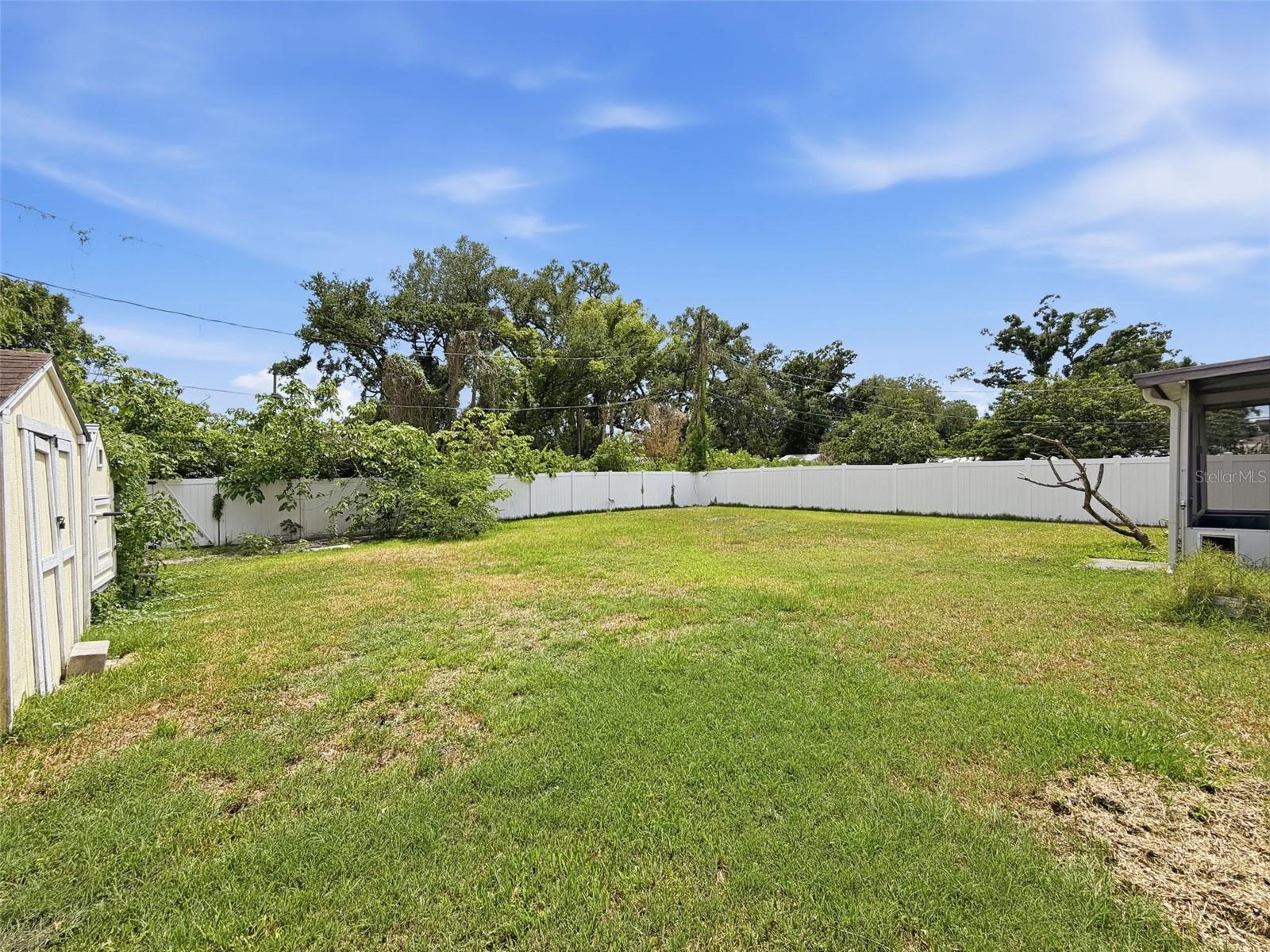 Fully fenced in backyard