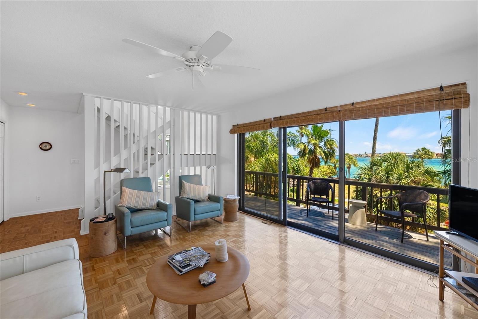 Family Room with Parquet Floors