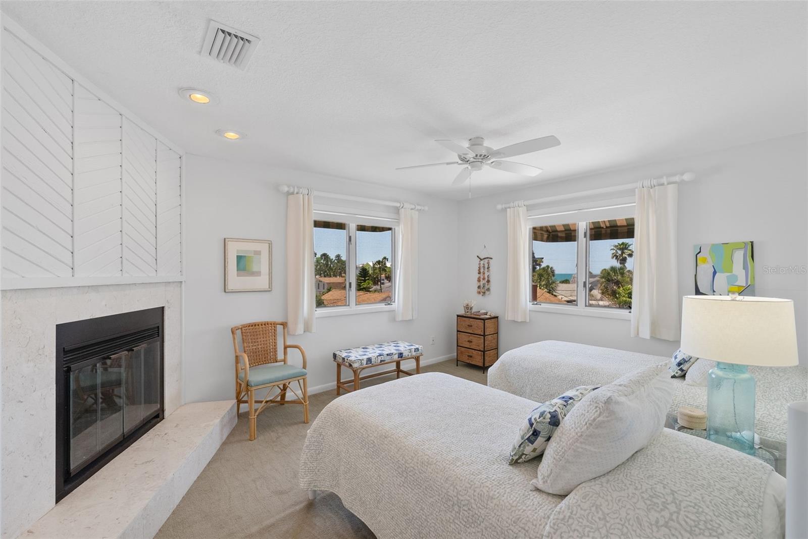 Second Bedroom with Wood Burning Fireplace and Gulf Views!