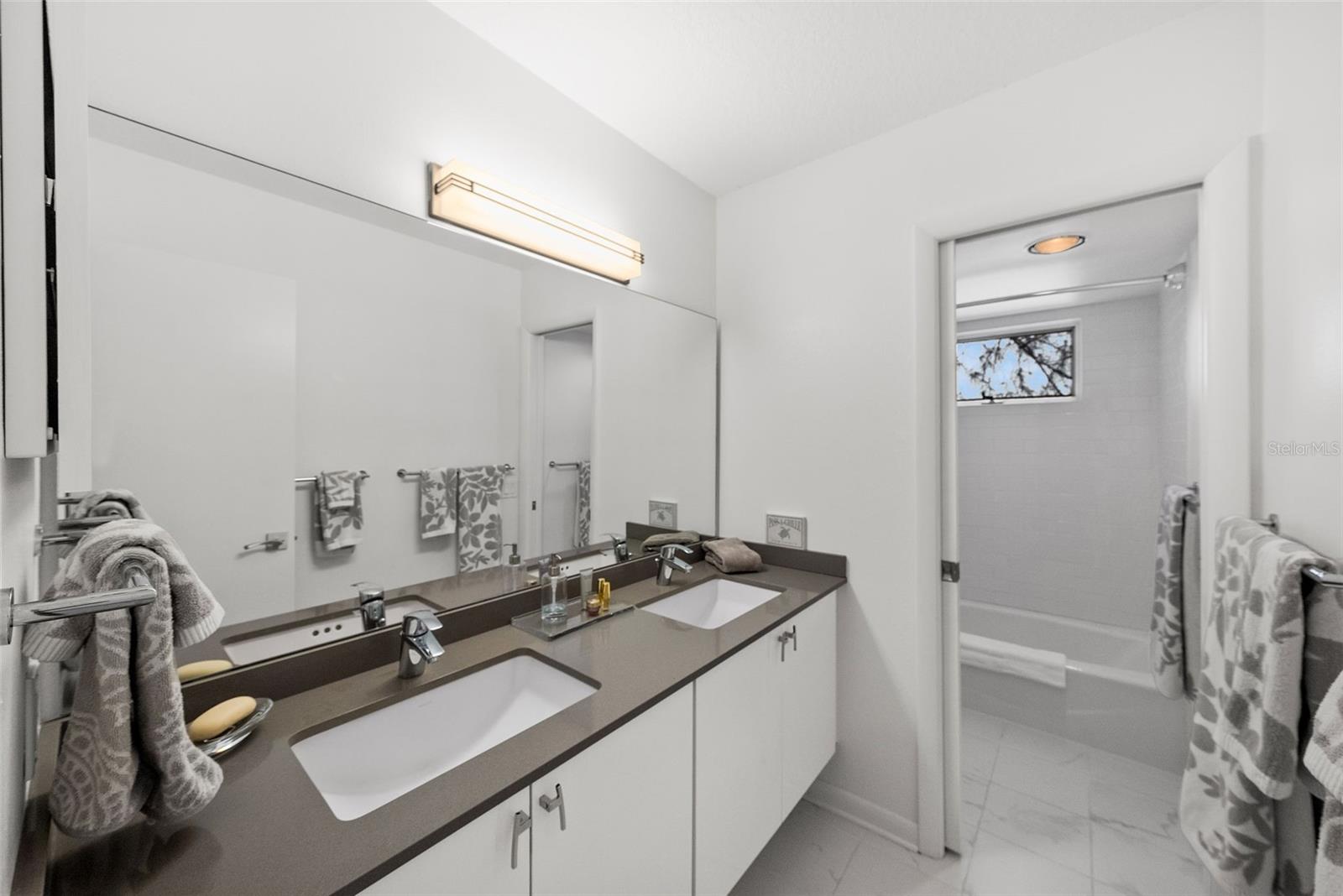 Hall Bath with Double Vanity