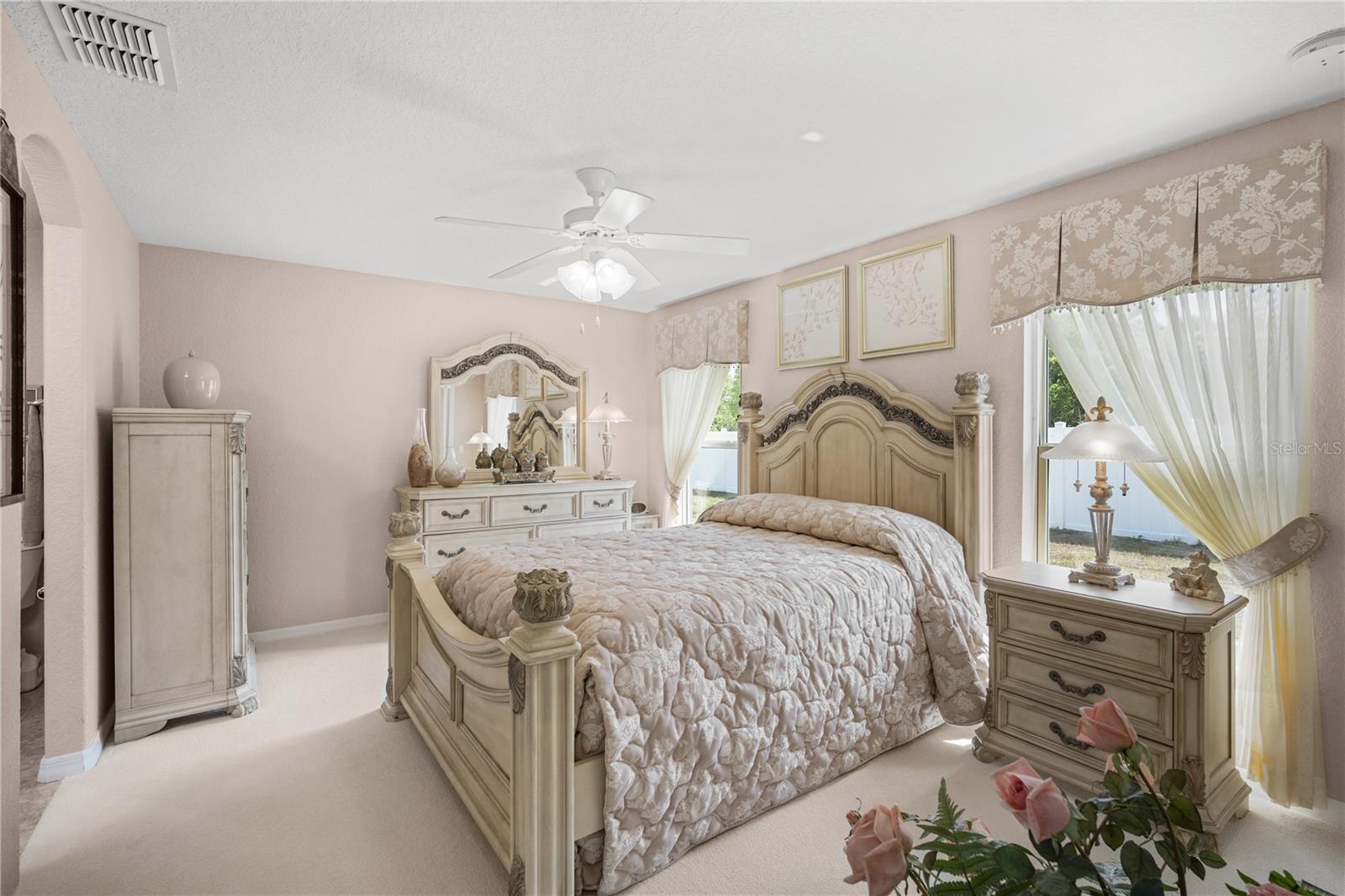 Luxurious Owners Retreat with Custom window treatments