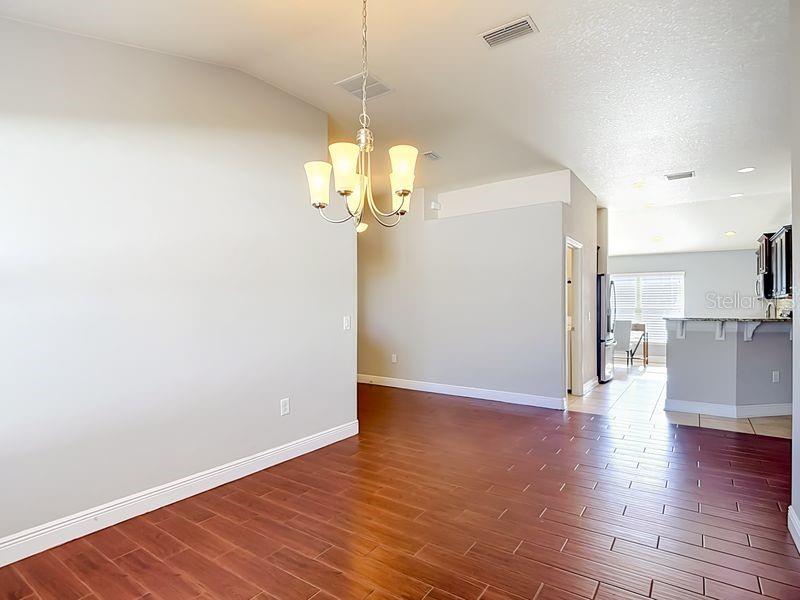 Dining room looking into kitchen