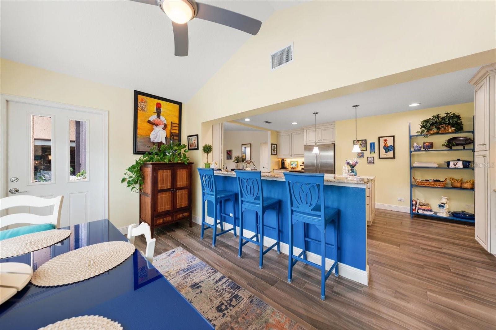 Superb flow from the kitchen to the outdoor courtyard and breakfast area.