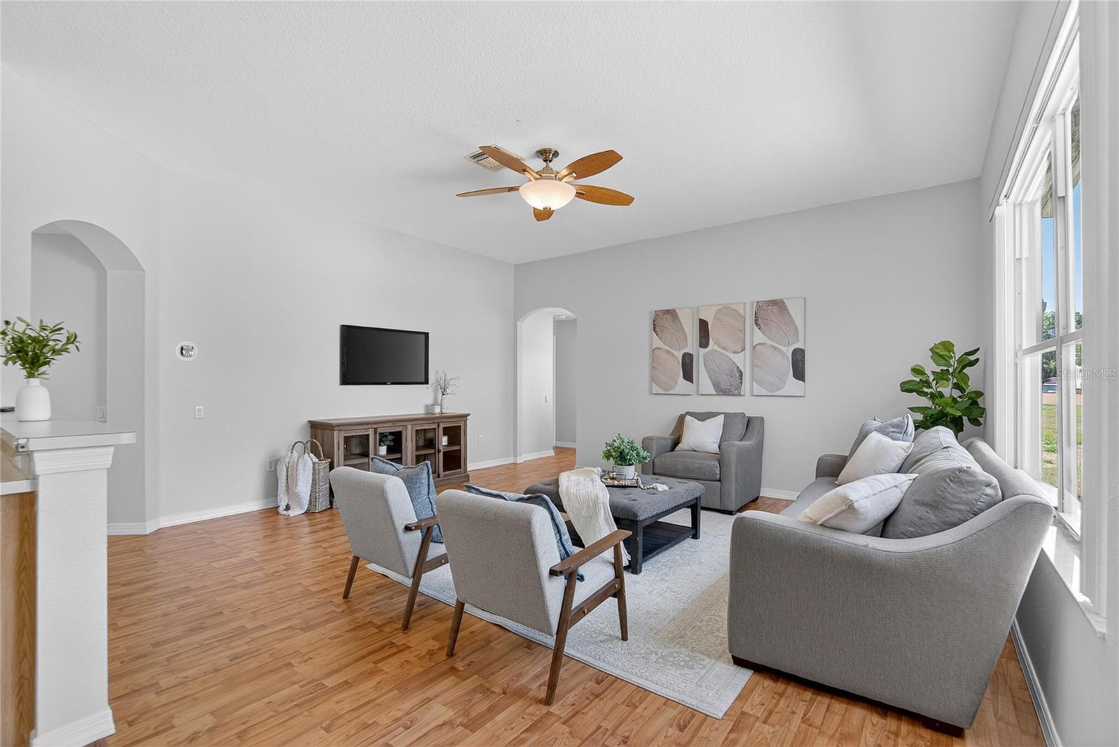 Family room is open and spacious