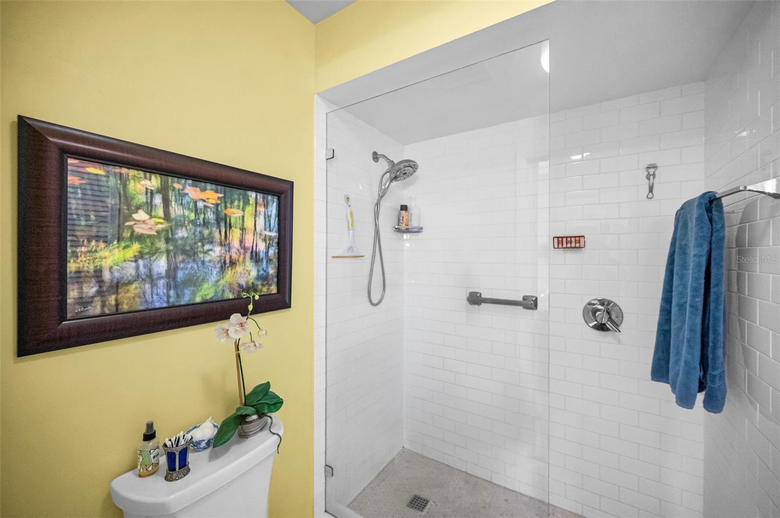 Primary Bath with marble tile