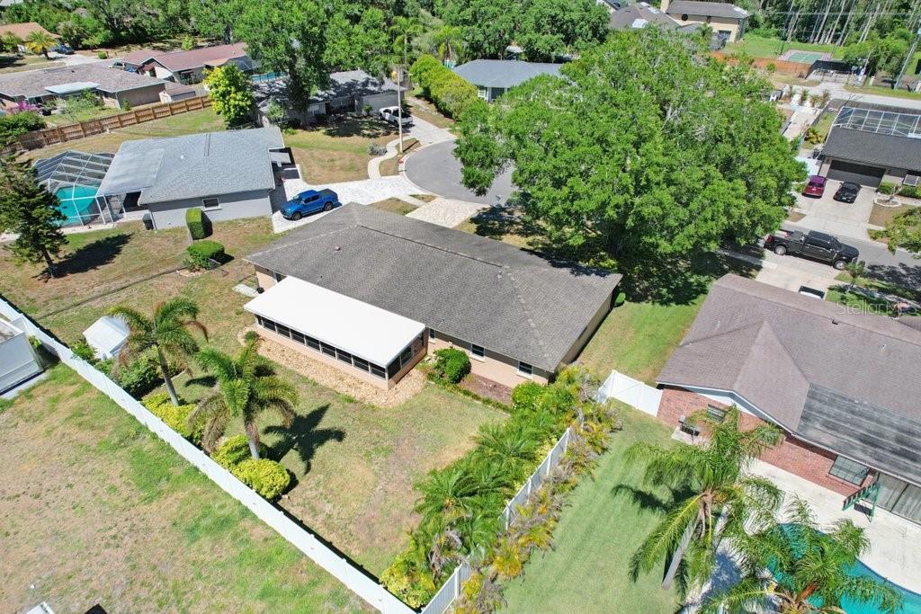Ariel view of home on cul-de-sac