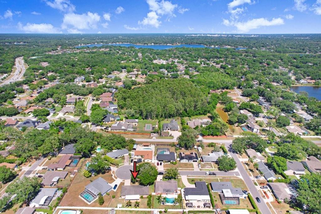 Ariel view of area
