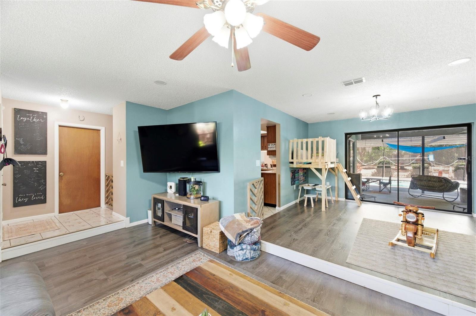 Living room opens to Bonus Area