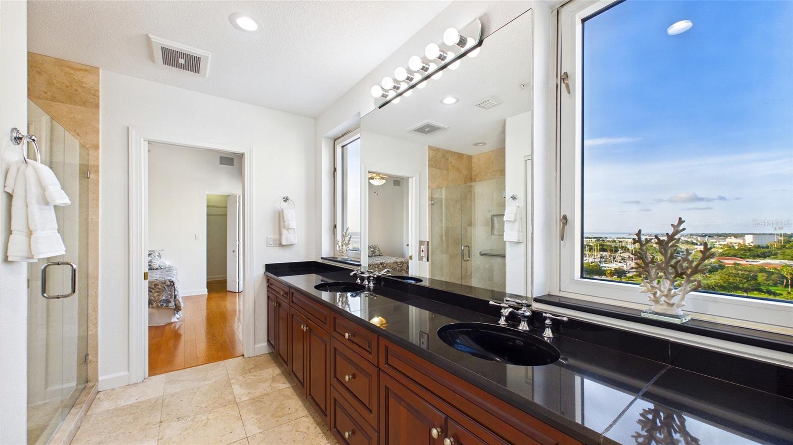 Primary bath with water views