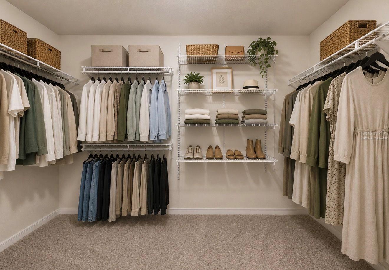 virtually staged- Primary closet