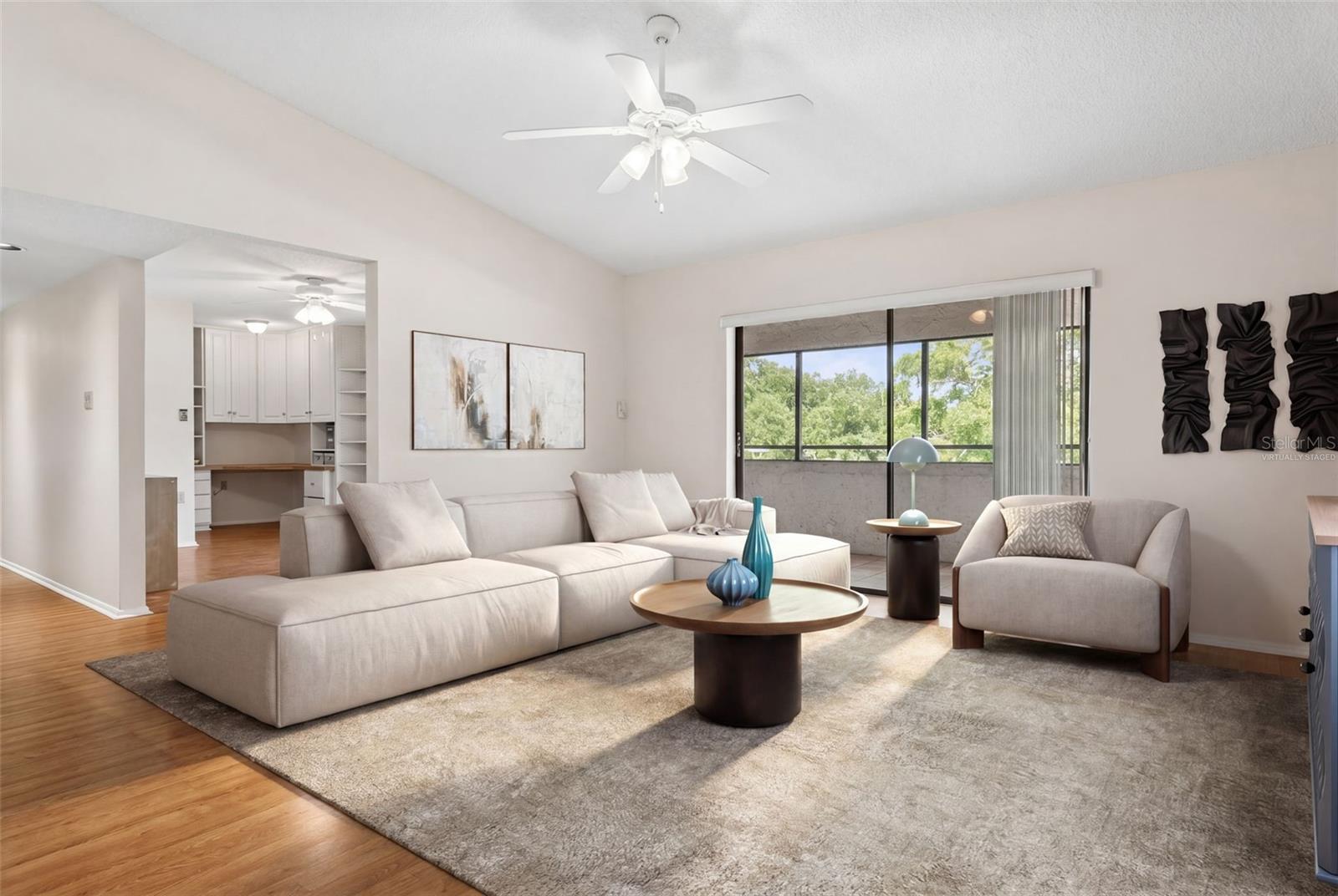 Living room virtually staged