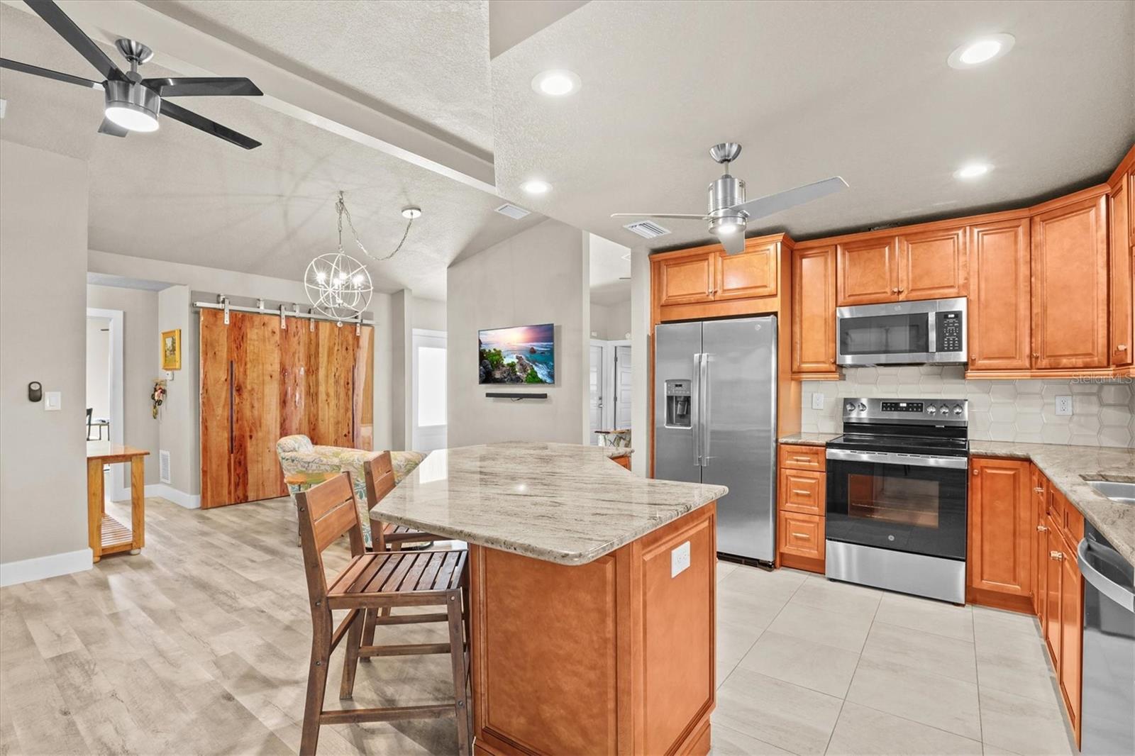 Kitchen with Wood Cabinets & Granite Counters