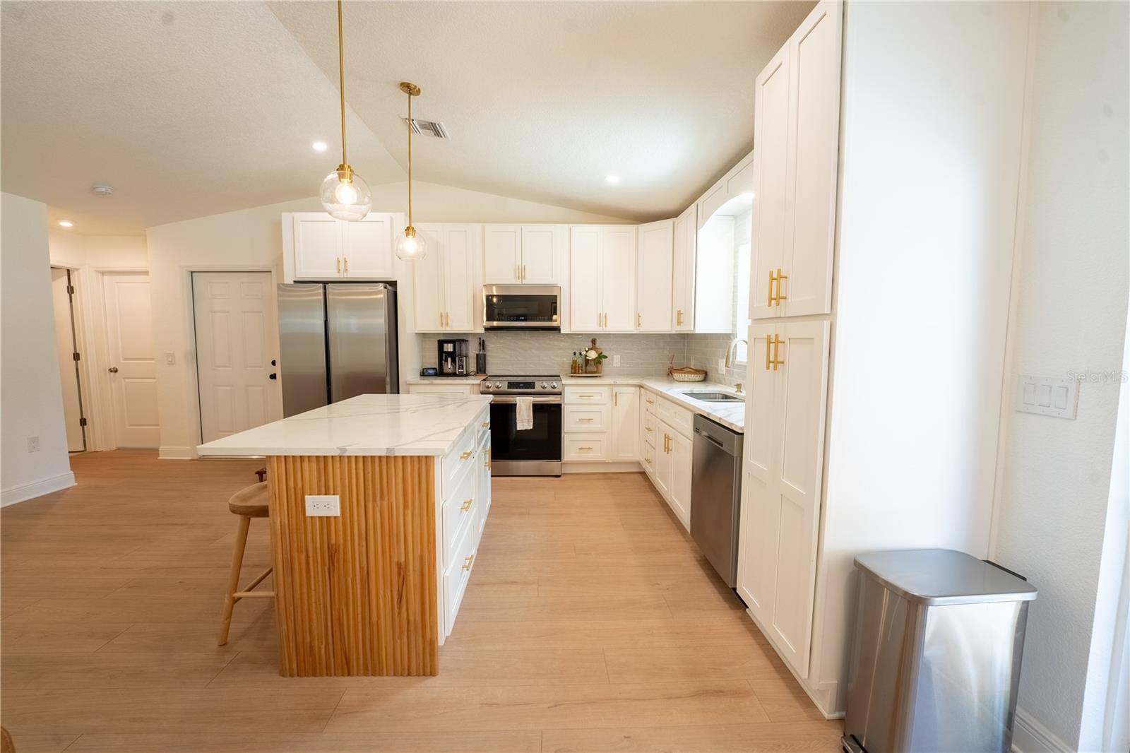 Large updated kitchen with island