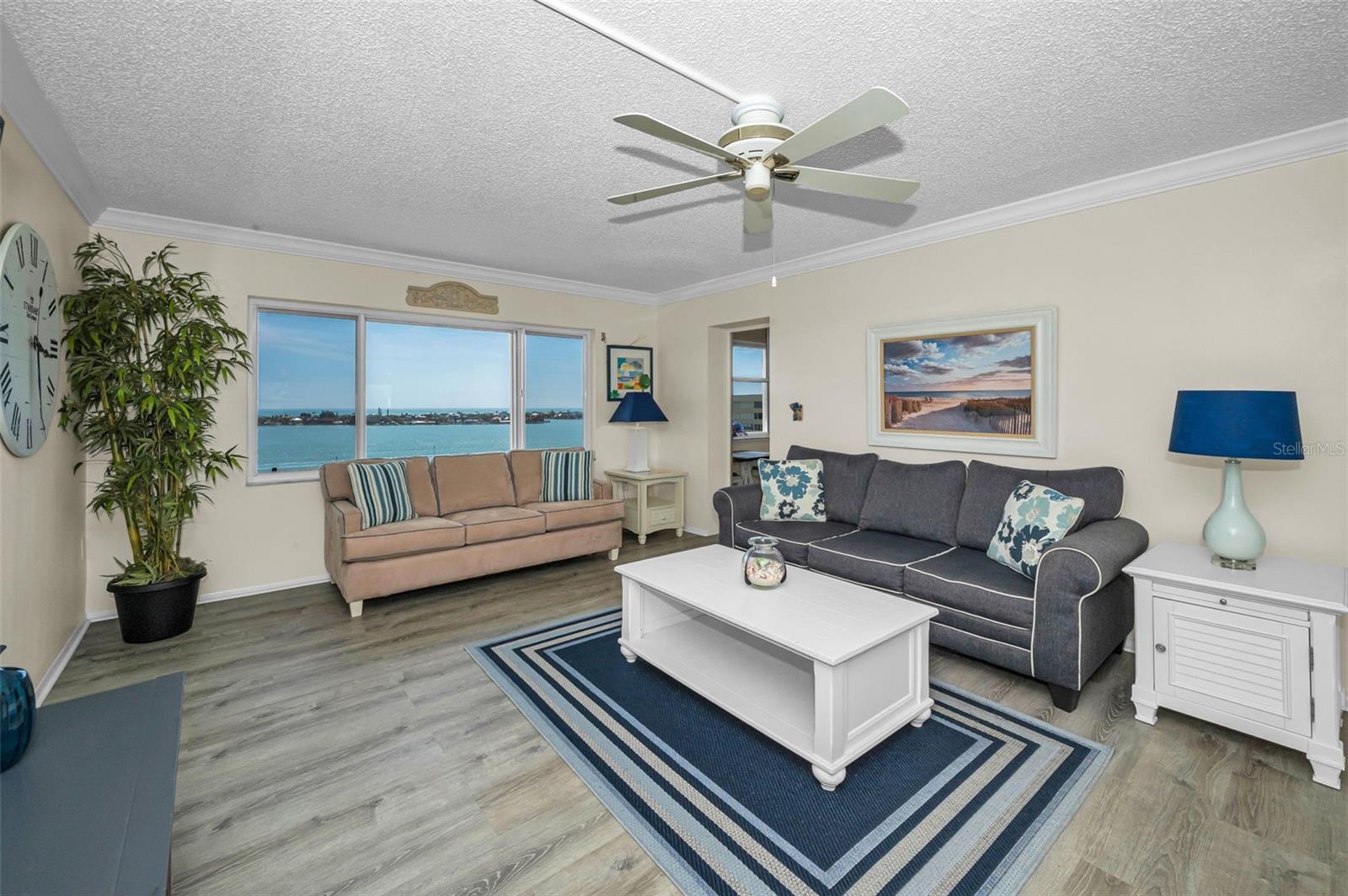 Living room with open waterview