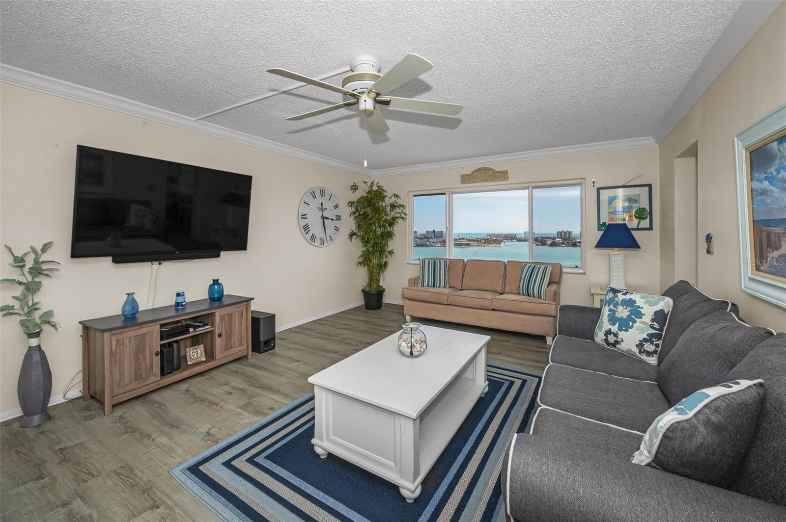 Living room with open water views of the Intracoastal and Gulf