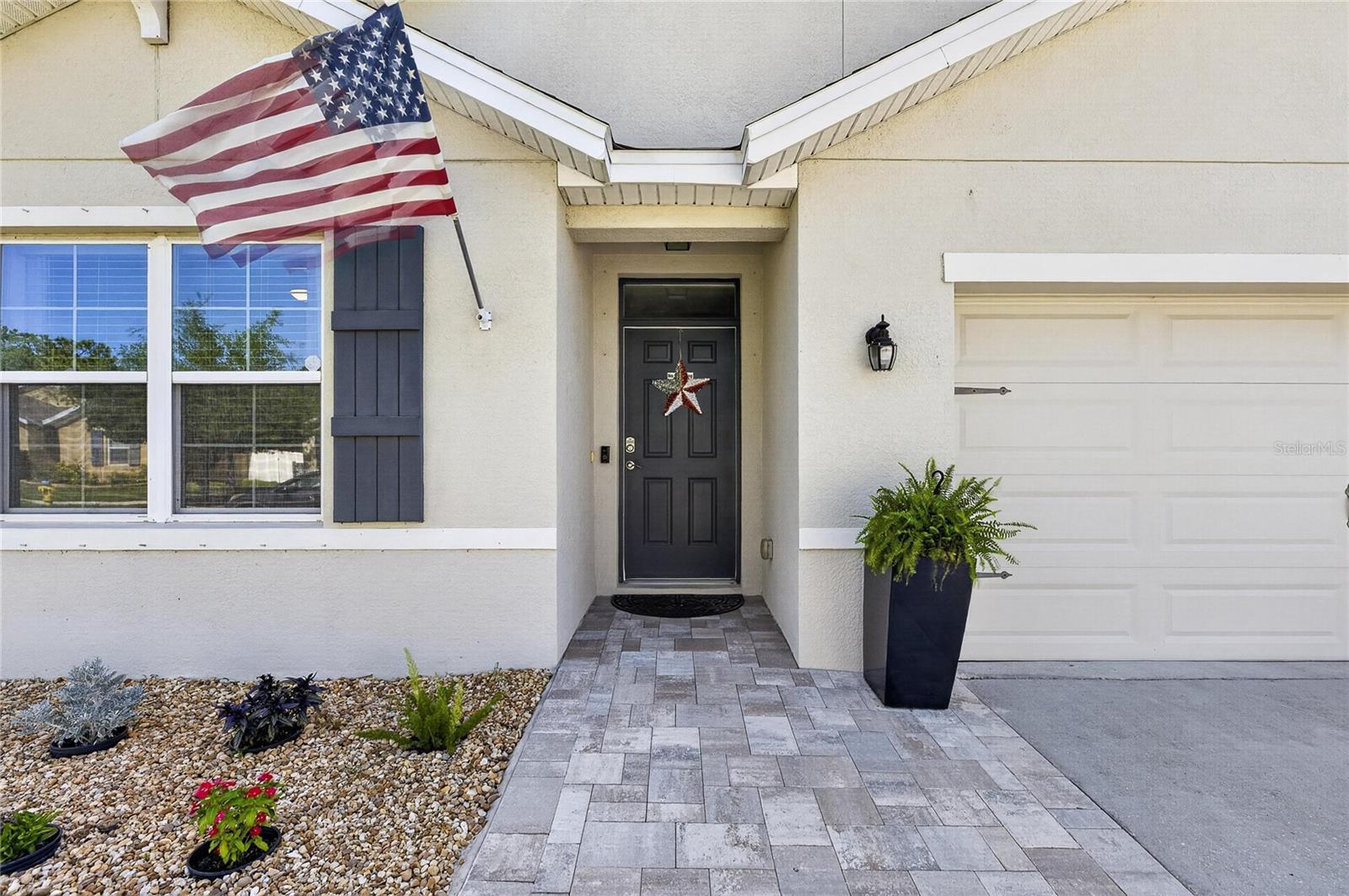 Paver walkway covered entry