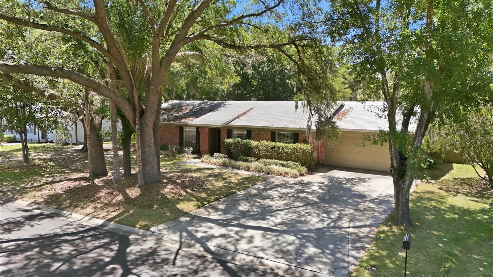 Peaceful shaded front yard