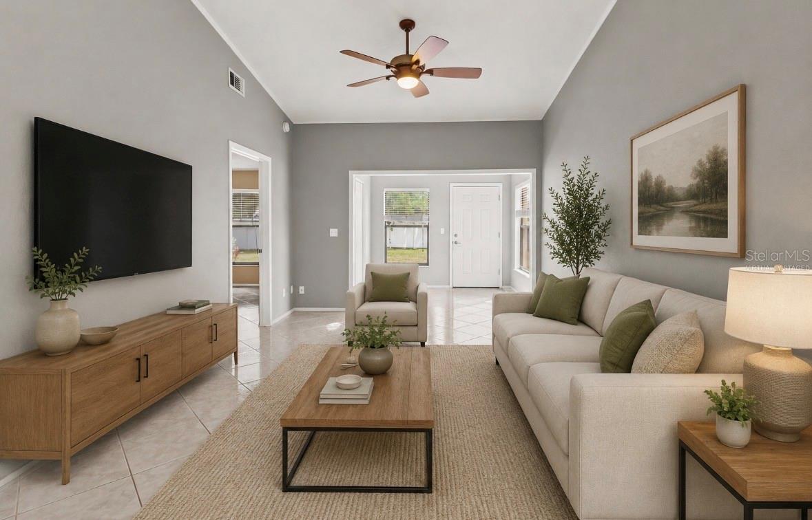 Virtually staged living room