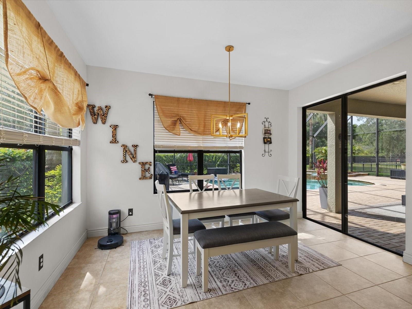 Breakfast/Dining Area overlooking the pool