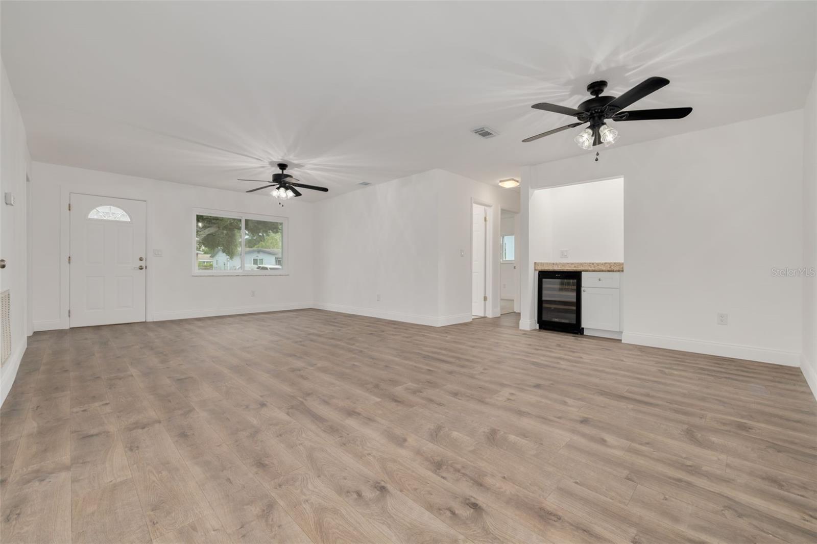 Living room with dry bar
