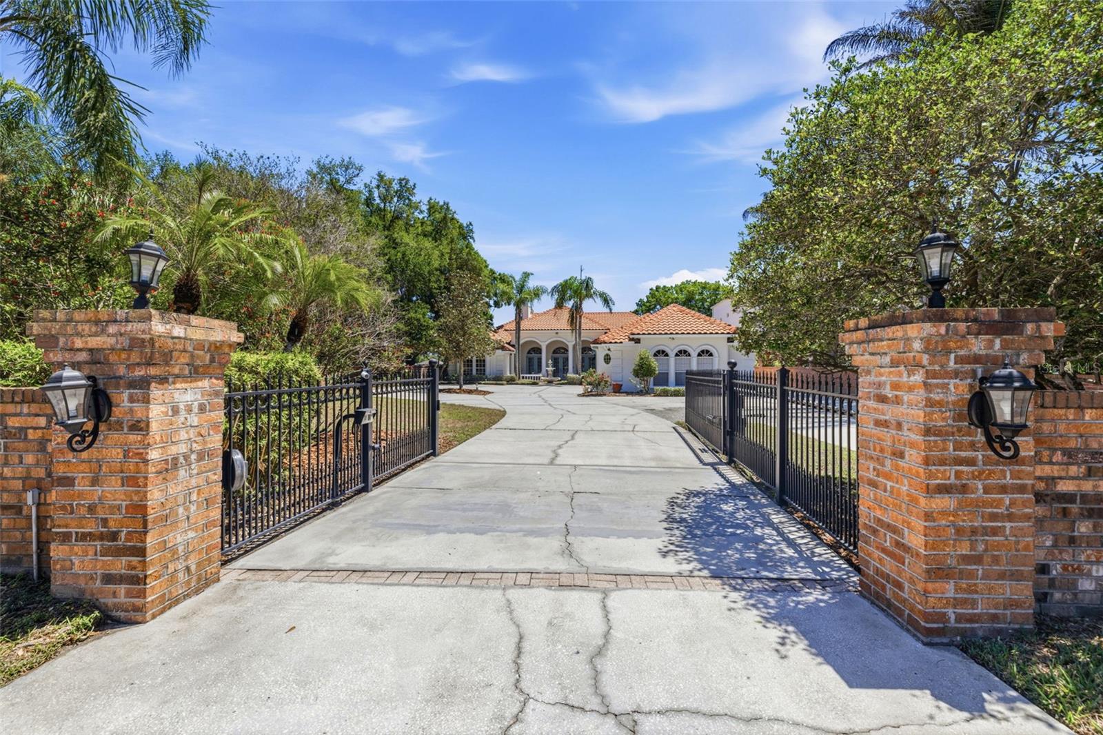 Iron Automatic Gate & Brick Column Entrance