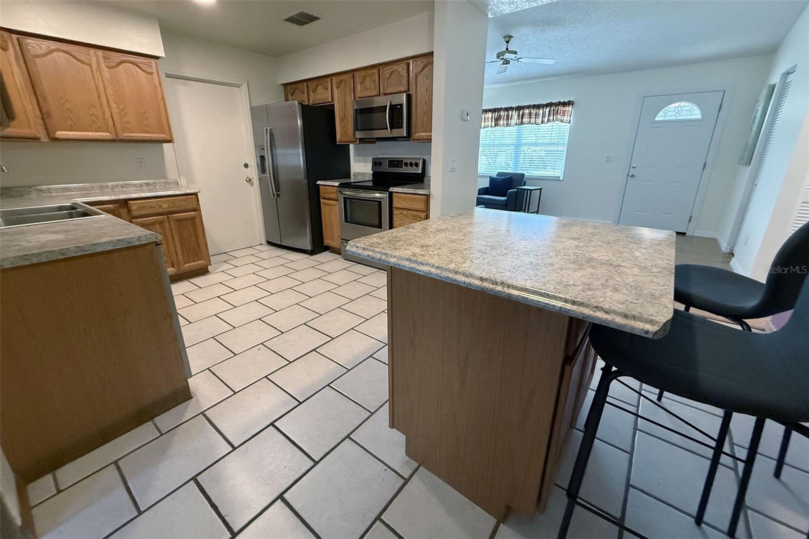 Kitchen with stainless steel appliances
