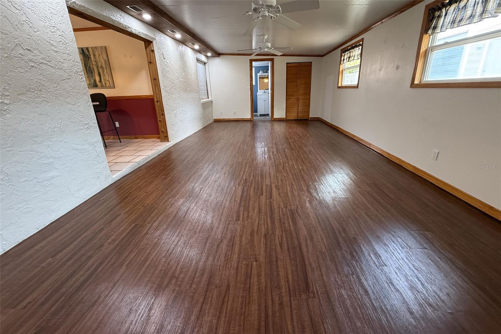 Family Room with vinyl flooring