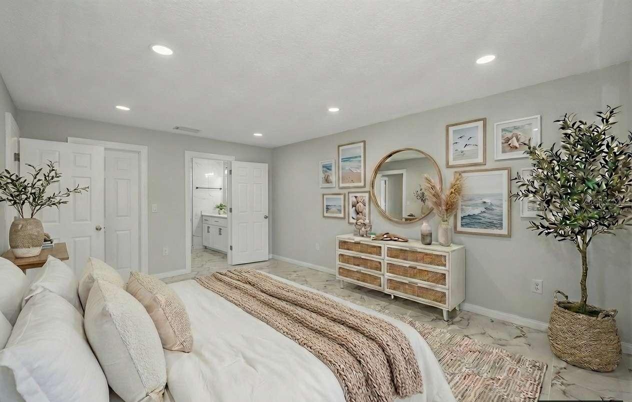 Virtual staged guest bedroom