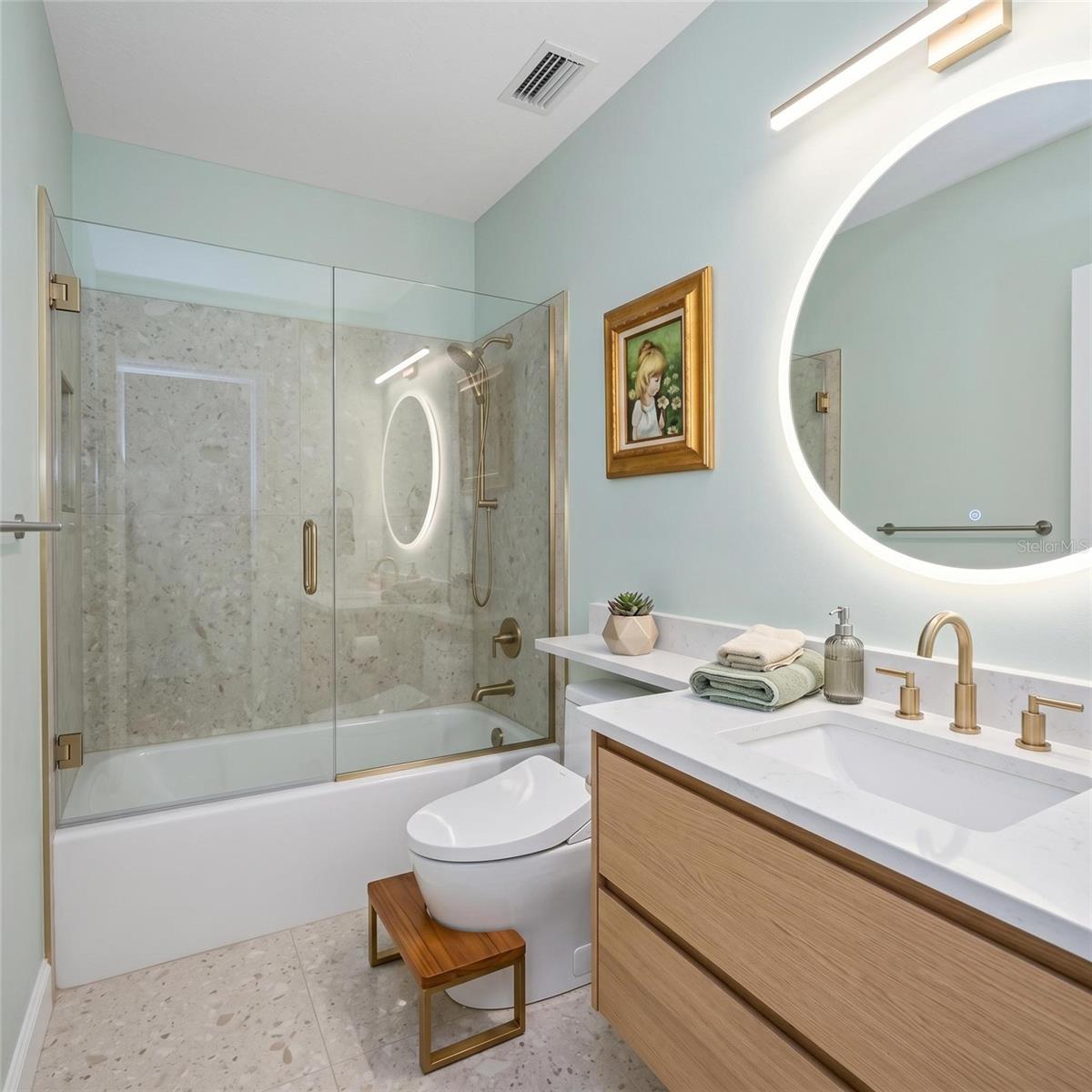 Virtual staged guest bathroom