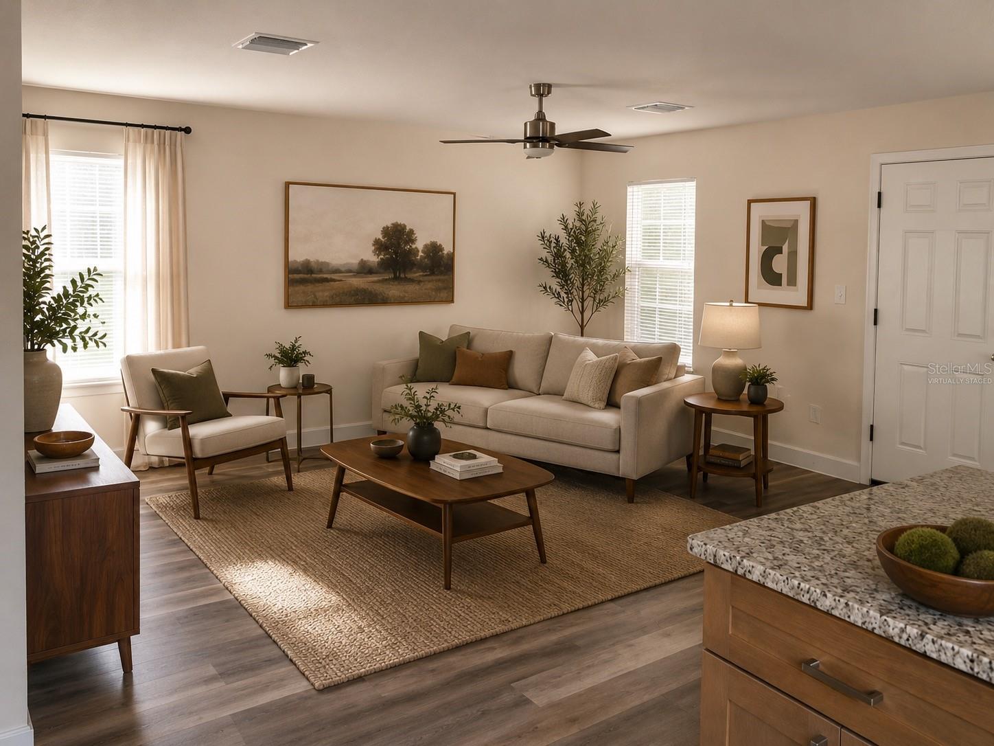 virtually staged living room