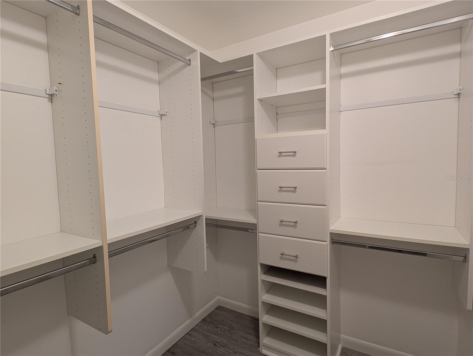 Lots of storage in walk in closet.