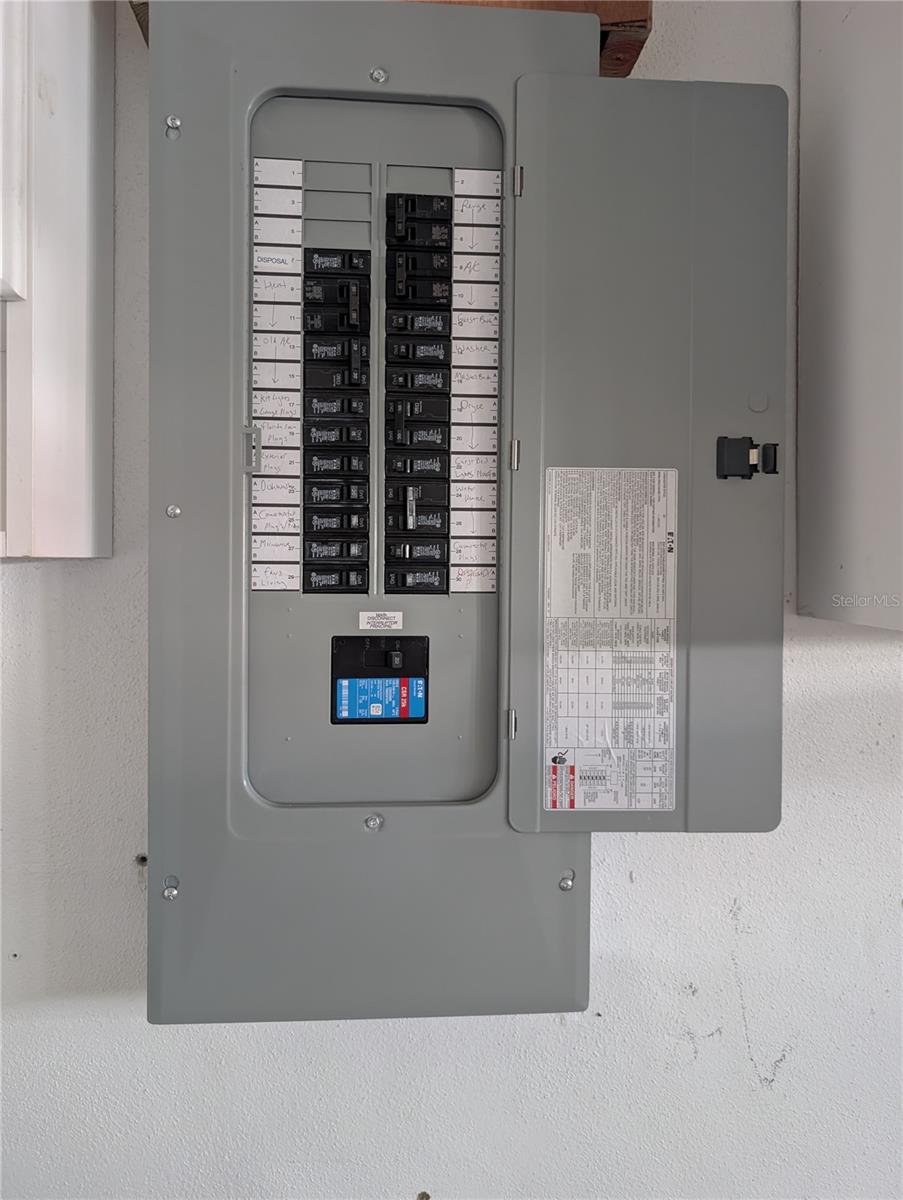 Close up view of updated Eaton Electric Panel.