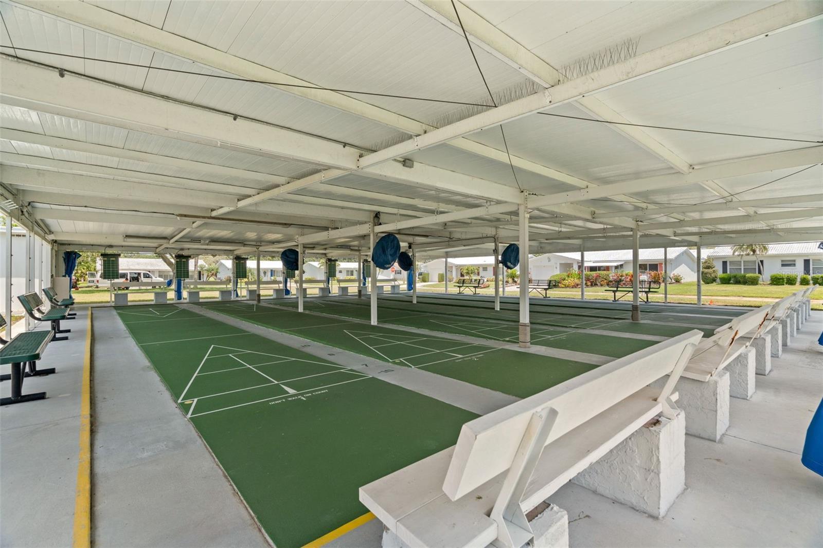 Unit#5 has a travelling shuffleboard team that competes on these courts as well as on other local shuffleboard courts.