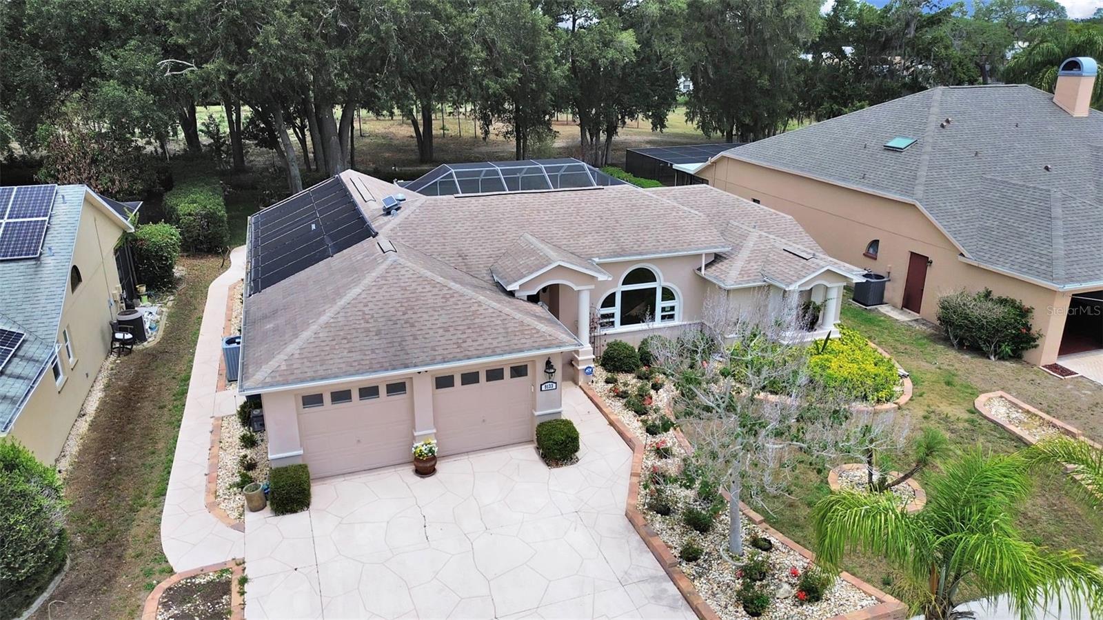 Solar panels to heat the pool.