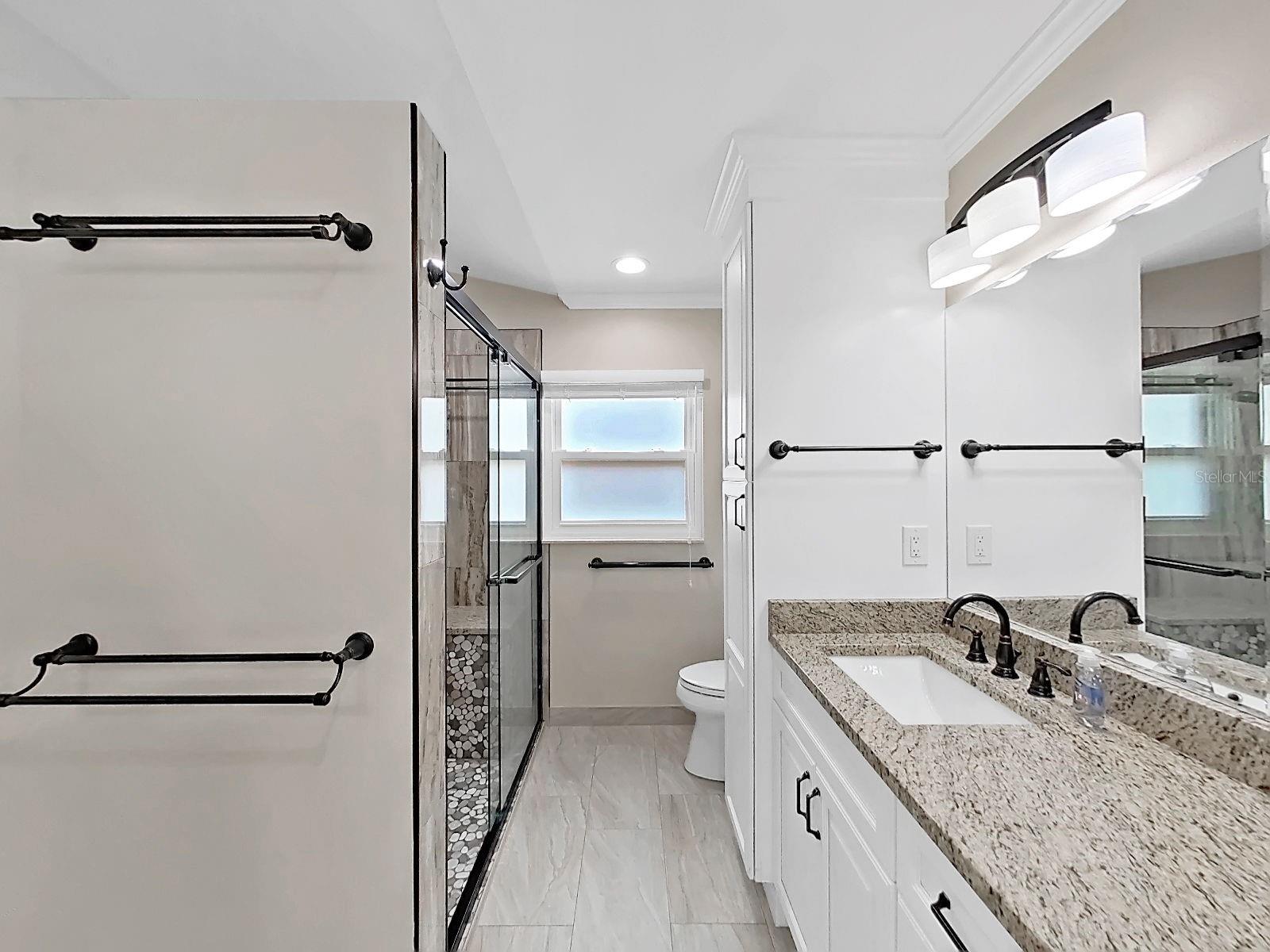 Granite counter tops in bathrooms as well as the kitchen.