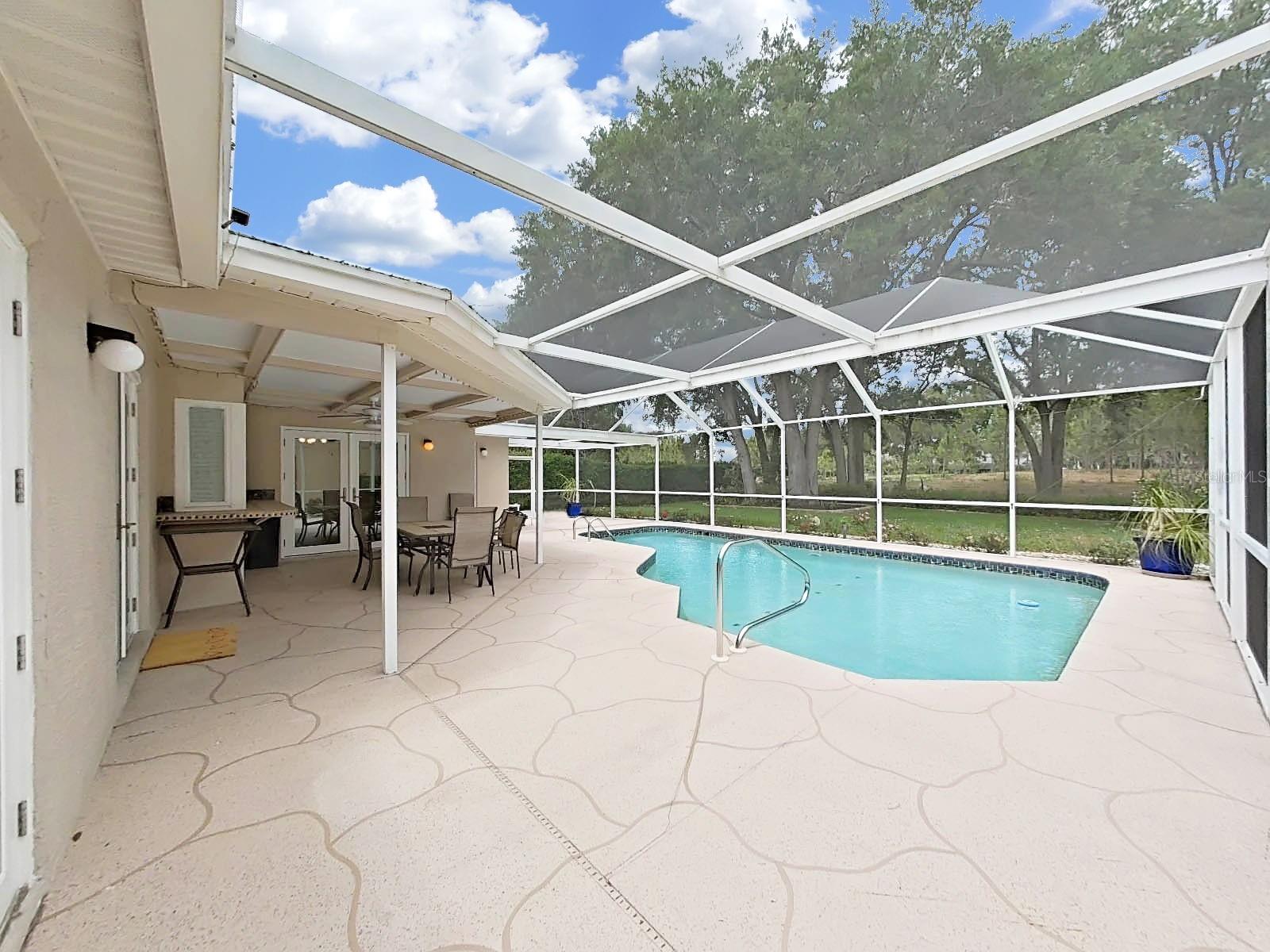 Double doors lead into dining room, then to the right of the double doors is a door to the pool bath (not shown).