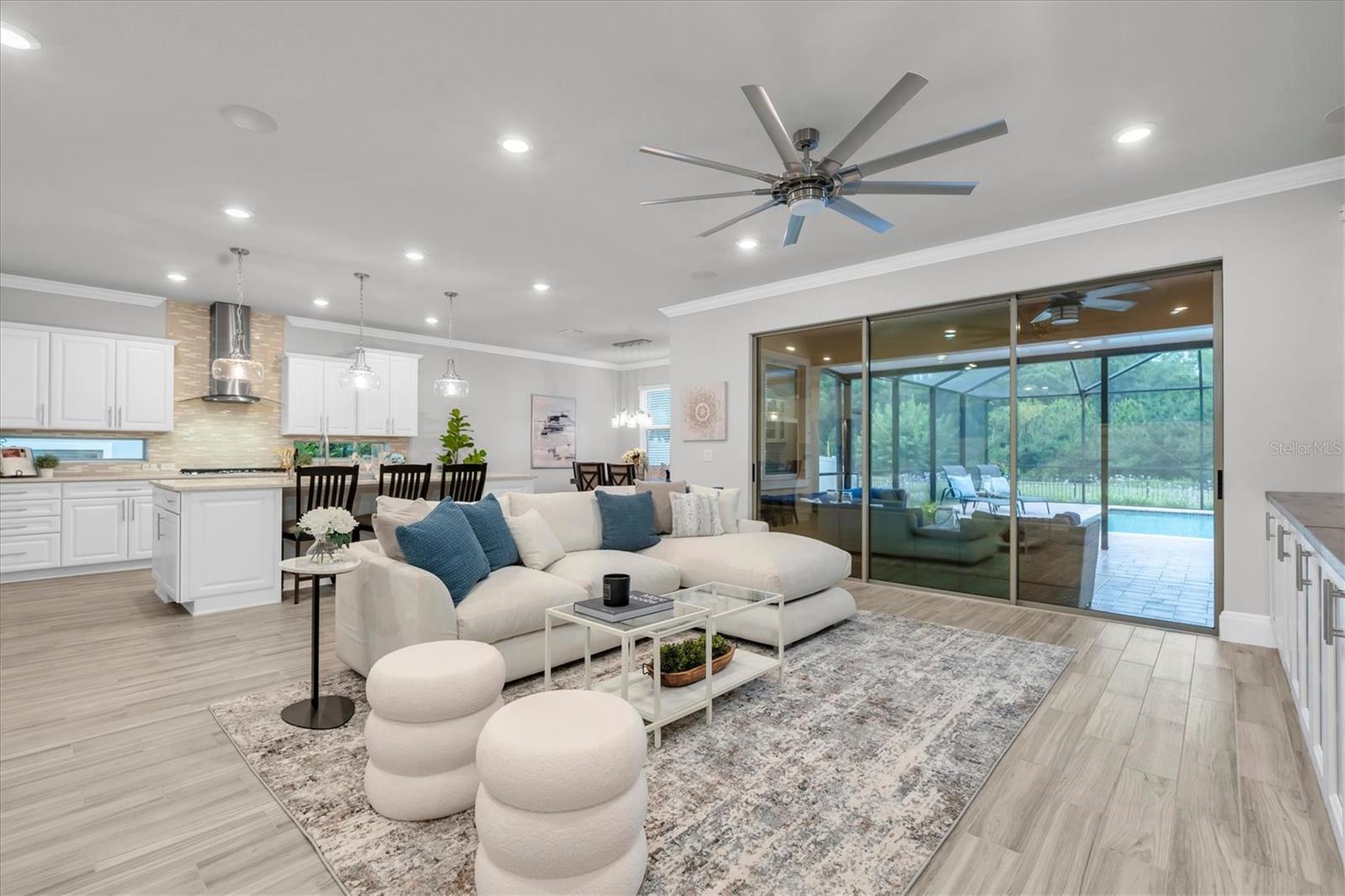 Family room w/ sliders