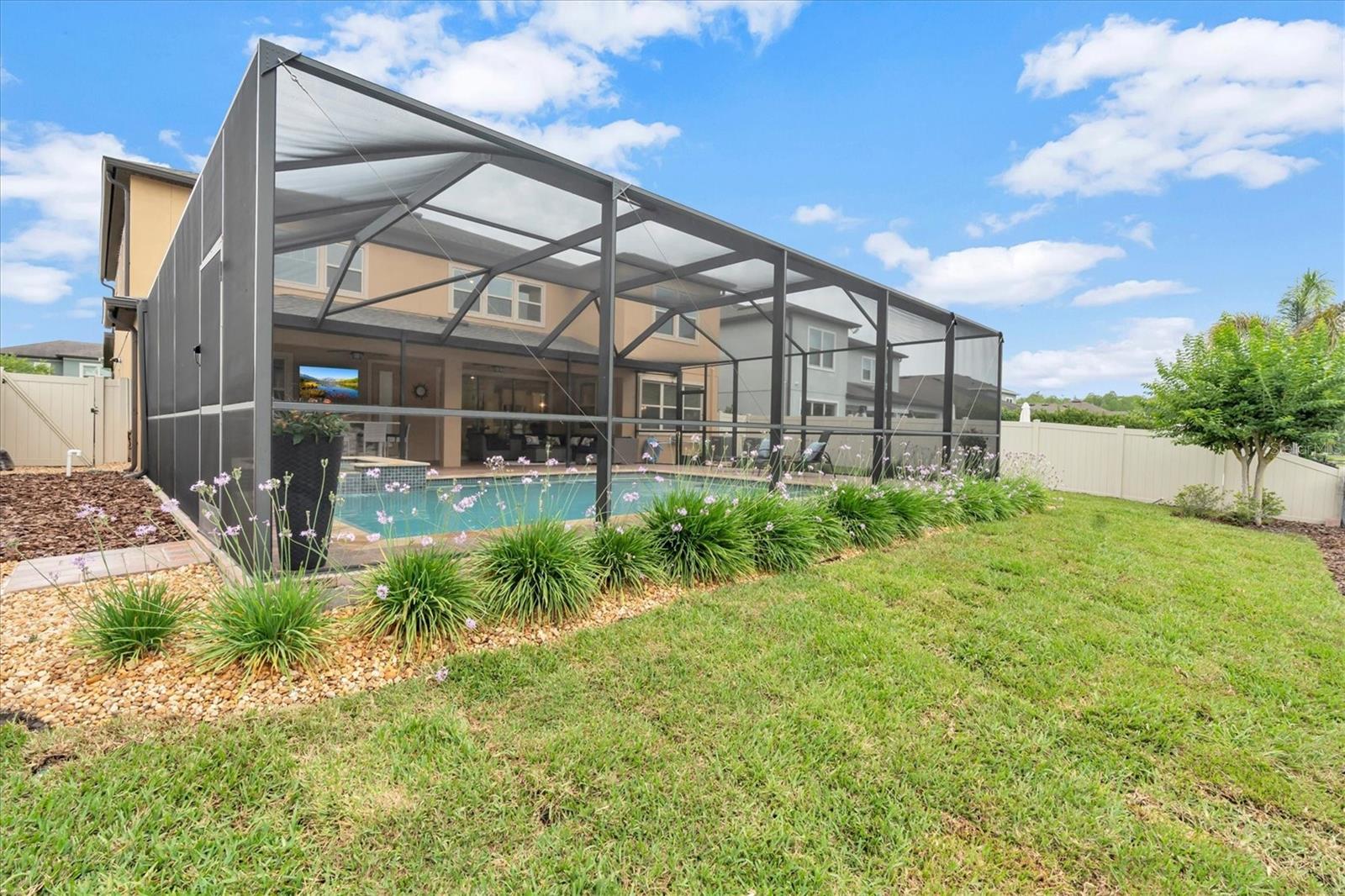 Backyard w/ pool & screen enclosure