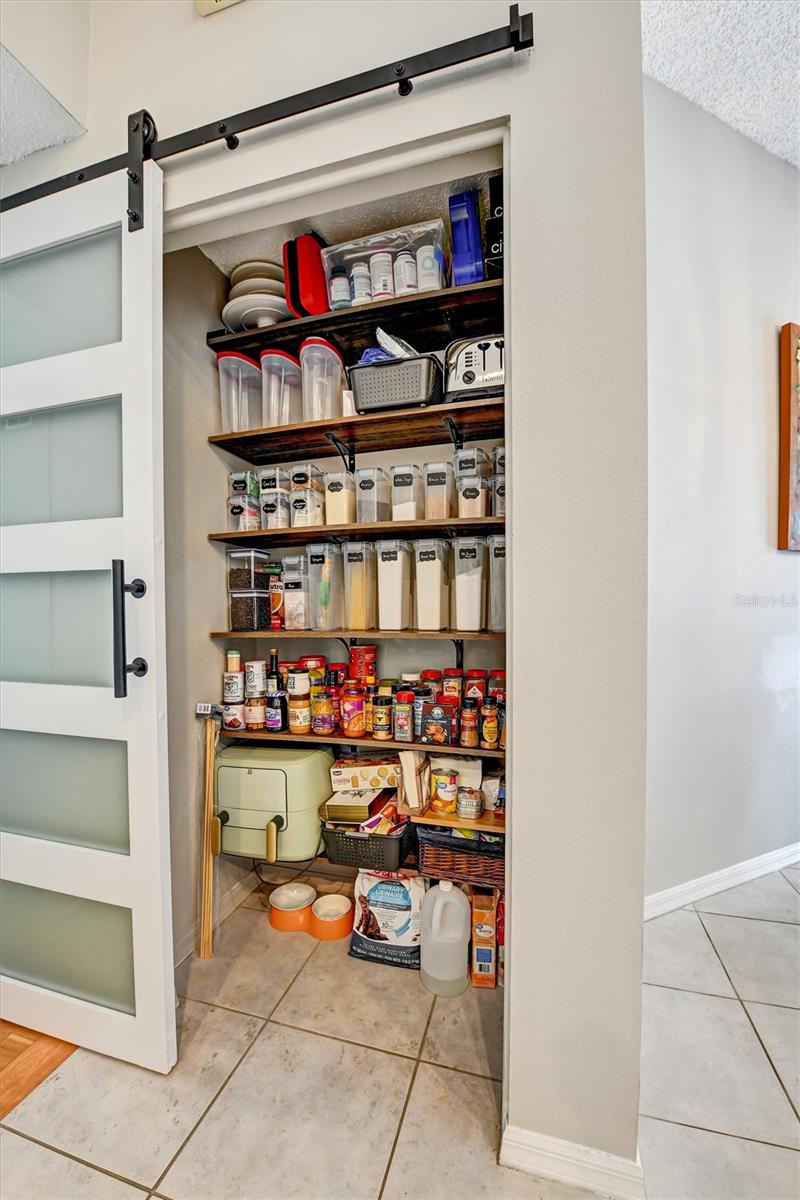 Pantry with barn door