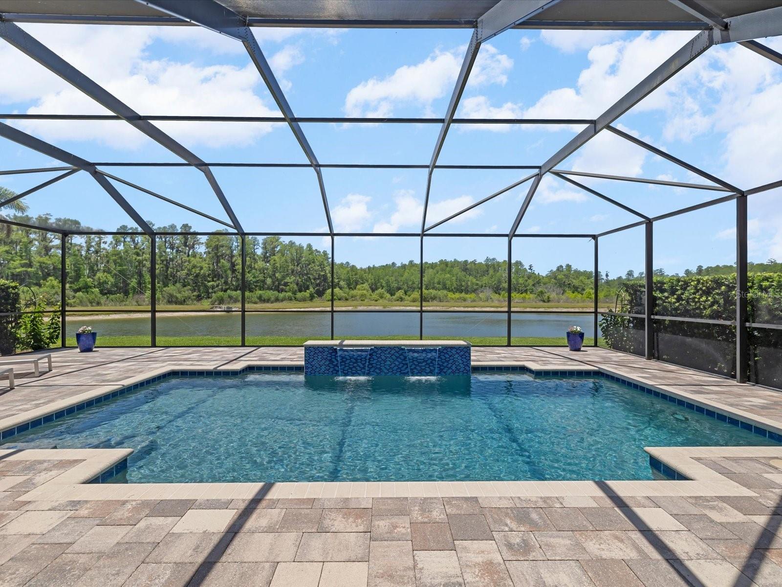 Resort style pool over looking the water/conservation