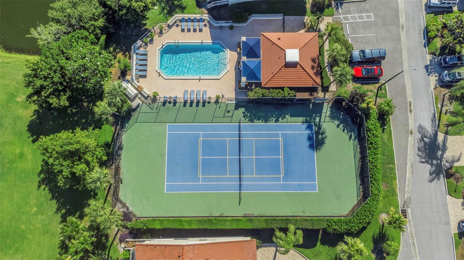 Pickleball, tennis and pool just for this community.