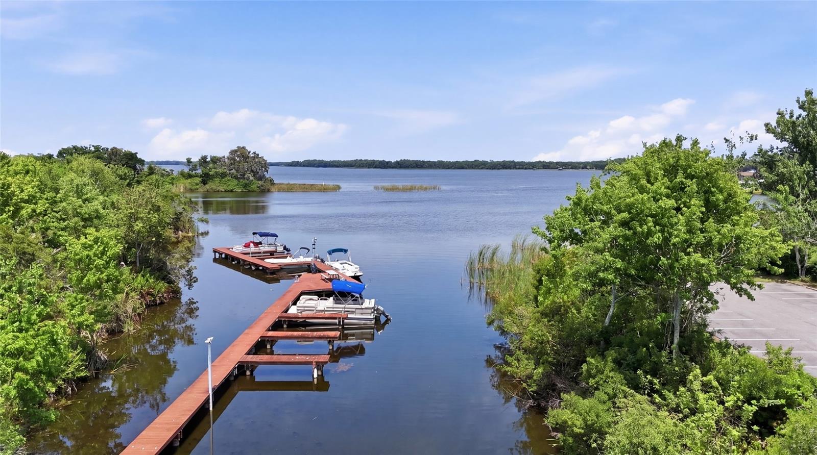 Arial of Lark eTarpon and Dolly Bay Boat Dock/Fishing Pier