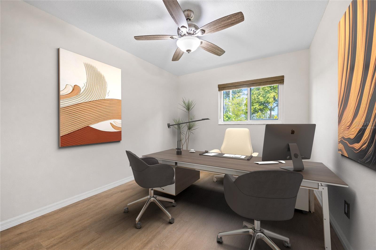 virtually staged bedroom or office