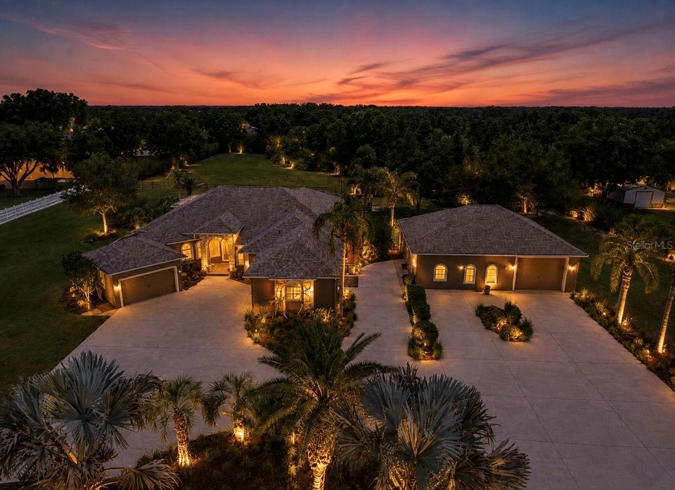 Exterior elevation nighttime